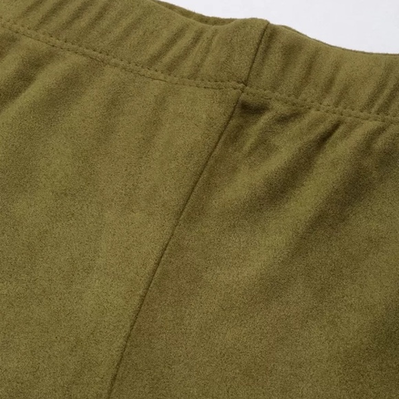 Forever 21 Olive Green Solid Bootcut Flare Pants | Elastic Waistband Size S - Picture 8 of 14
